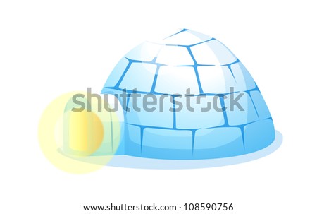 Cartoon Igloo Polar Winter Landscape Illustration Stock Vector