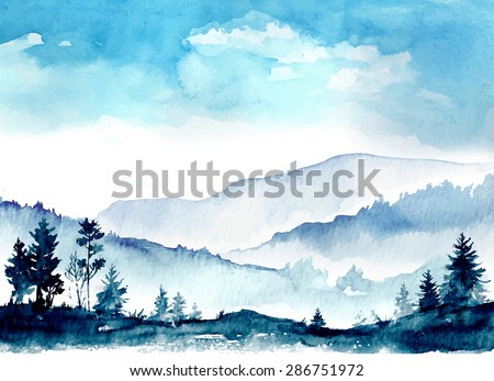watercolor mountains