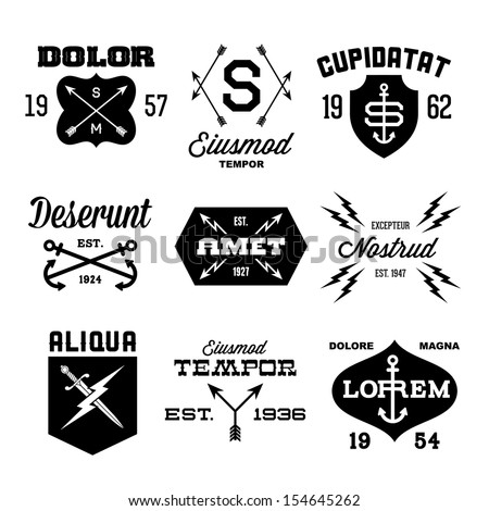 Vintage Labels With Arrow Shield Lightning Anchor Vintage Labels With Arrow Shield Lightning Anchor