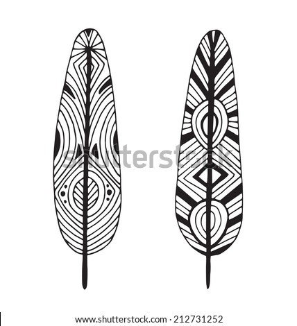 Vector Handdrawn Feather Stock Vector 195790604 - Shutterstock
