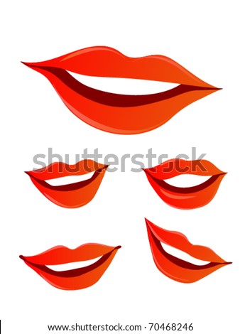 Set Red Silhouettes Lipsvector Stock Vector 117483427 - Shutterstock