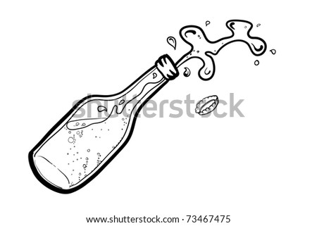 Open bottle of the soda. A children's sketch - stock vector