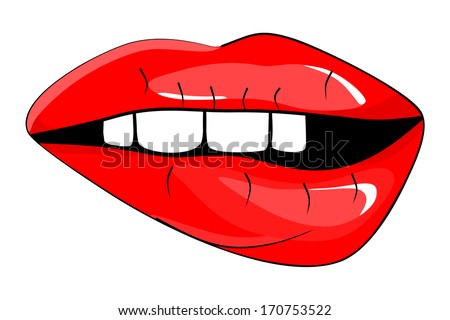 Biting Her Red Lips Teeth Pop Stock Vector 102576569 - Shutterstock