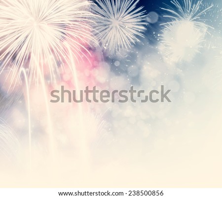 Abstract holiday background with fireworks and stars