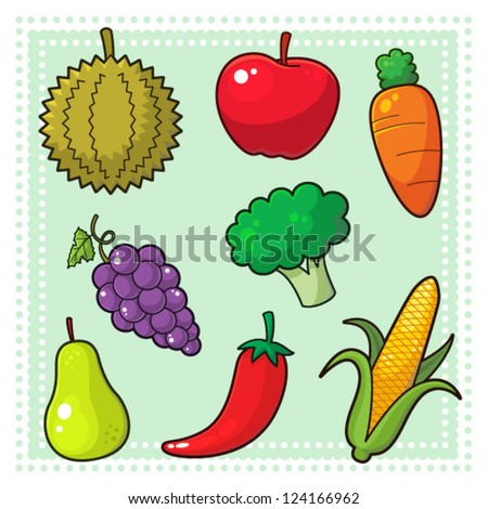 Fruits & Vegetables 01 Image of nature products, fruits and vegetables. EPS8 vector file.