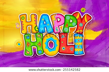 illustration of colorful Holi background in Indian kitsch style - stock vector