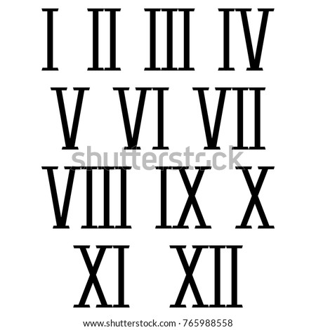 Roman Numerals Black Numbers On White Stock Vector 765988558 - Shutterstock