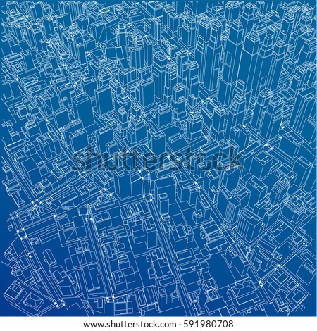 Architecture Design Background wireframe city blueprint style 3d rendering stock vector 591980708 Architecture Design Background wireframe city blueprint style 3d rendering stock vector 591980708