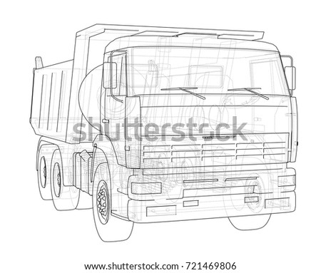 Container Truck Trailer Line Drawing Isolated Stock Vector 35802997