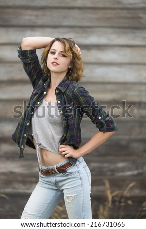 Young Model Short Curly Hair Sassy Stock Photo 216731065 