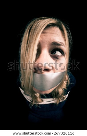 Teen Taped Mouth Begging Help Sad Stock Photo 119486863 - Shutterstock