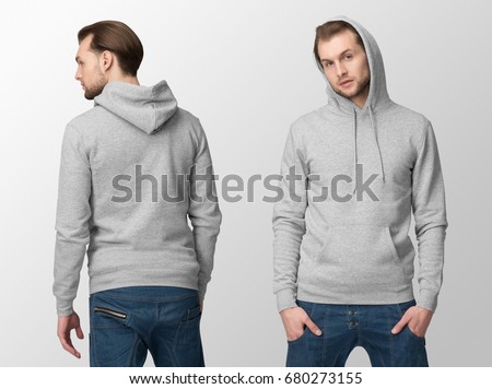 Download Heather Grey Hoodie On Young Man Stock Photo 680273155 ...