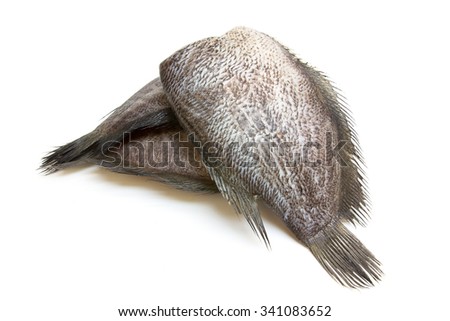 Dried fish (trichogaster pectoralis) isolated on white background