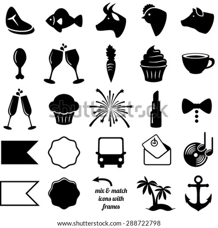 Vector Collection Wedding Party Themed Icons Stock-vektorgrafik