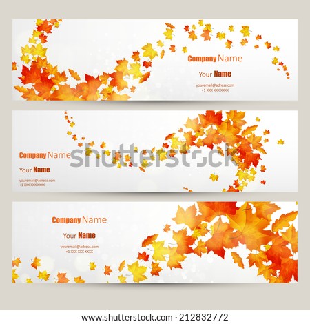 Vector set of colorful autumn leaves banners illustration