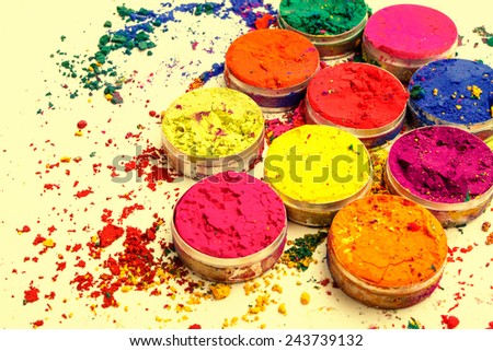 Colorful Indian powder - stock photo
