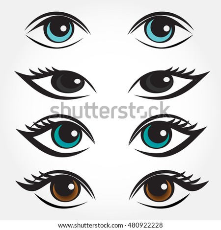Eye Vector Set Man Asian Caucasian Stock Vector 480922228 - Shutterstock