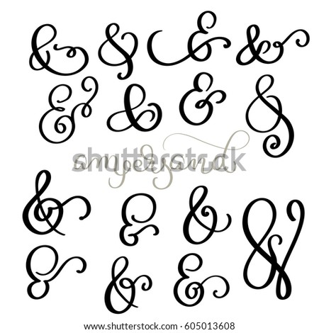 Vector Set Vintage Sign Ampersand On Stock Vector ...