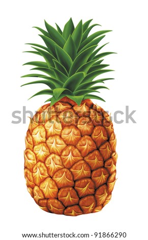 juicy fresh water drops of pineapple with white background