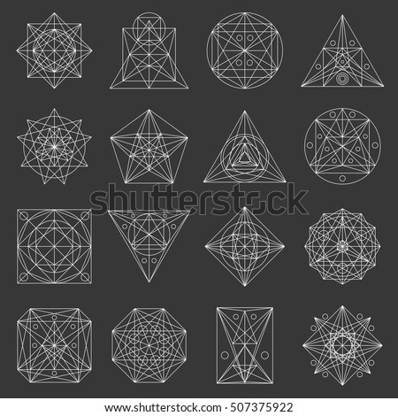 Set Geometric Shapes Triangles Line Design Stock Vector 241061230 ...