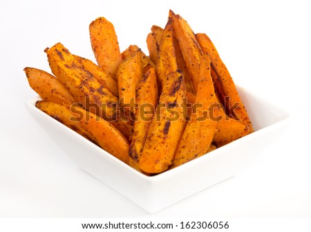 sweet potato fries white background