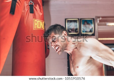 Moorsel, Aalst, Belgium - October 13, 2012 - professional Belgian stuntman Olivier Bisback on training for the next movie