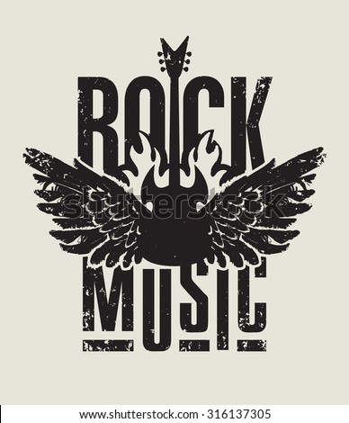  Banner Rock Music Electric Guitar Wings Stock Vector 