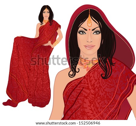 Indian woman wearing traditional dress Stock Photos, Images, & Pictures ...