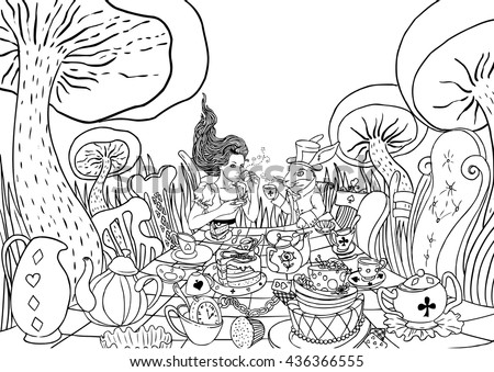 Mad Tea Party Alices Adventures Wonderland Stock Vector 436366555  Shutterstock