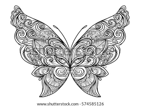 hand drawn butterfly zentangle style inspired stock vector hand drawn butterfly zentangle style inspired stock vector