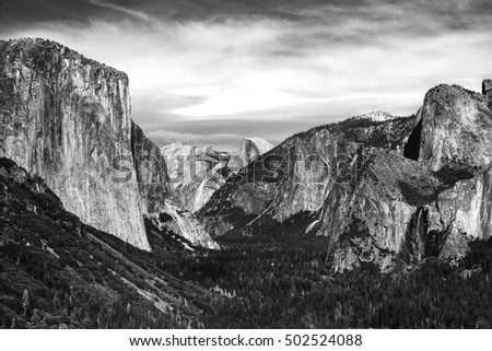 Inspiration point in black and white yosemite national park california usa Inspiration point in black and white yosemite national park california usa