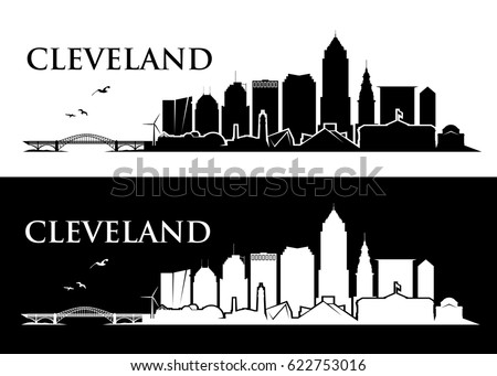 Cleveland City Skyline Silhouette Background Vector Stock Vector ...