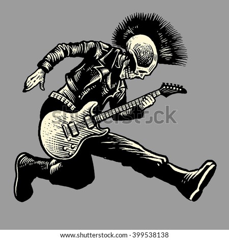 Download Skull Punk Style Guitarist Stock Vector 399538138 ...