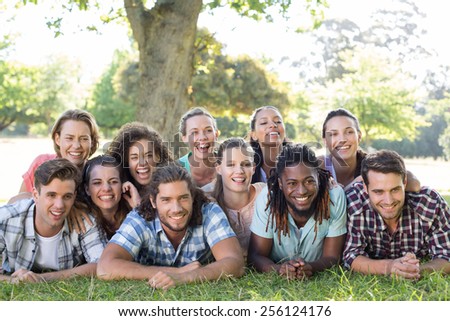 Happy Group Friends Smiling Outdoors Park Stock Photo 18436927 ...