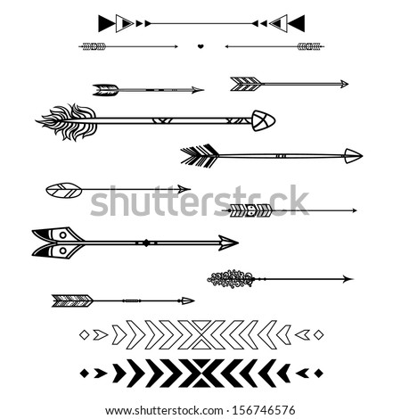 Set Cute Hipster Arrows Hand Drawn Stock Vector 144279484 - Shutterstock