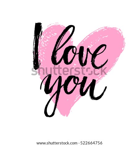 stock vector hand written i love you phrase vector card with sign i love you 522664756