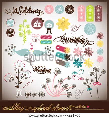 sweet decorative sticker set scrapbooking art stock vector 74301463