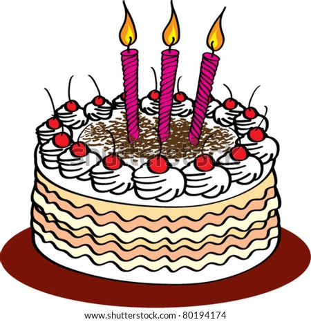 Happy Birthday Cake Burning Candles Sketch Stock Vector 533662786 ...