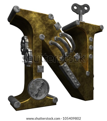 Steampunk Letter N On White Background Stock Illustration 84643489 ...