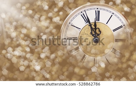 Christmas Background. Holiday Abstract Background With Clock and Blinking Stars