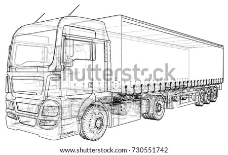 Model Trailer Truck Wireframe EPS 10 Format Stock Vector 730551742 ...