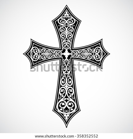 Ornate Christian Cross Vector Stock Vector 129030038 - Shutterstock