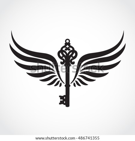 Download Silhouette Winged Ornamental Key Symbol Stock Vector ...