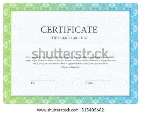 Certificate Template Diploma Currency Award Background Stock Vector ...