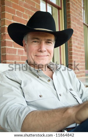 Man Wearing Black Cowboy Hat Peaceful Stock Photo 11864842 - Shutterstock