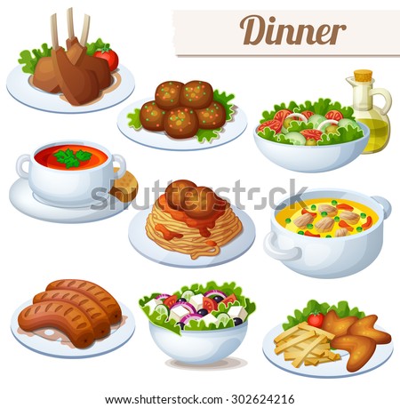 Chicken Potato Set Cartoon Vector Food Stock Vector 280961891 ...