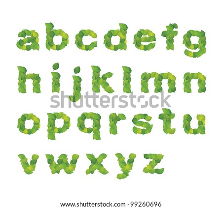 Green Leaves Font Vector Illustration Stock Vector 106458458 - Shutterstock