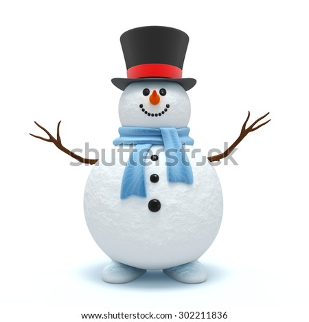Cute snowman isolated on the white background