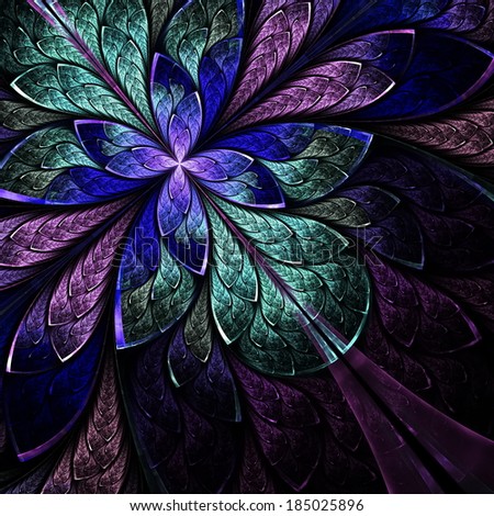 Purple Fractal Butterfly Flower Digital Artwork Stock Illustration ...
