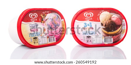 KUALA LUMPUR, MALAYSIA - MARCH 15TH 2015. Wall's is an ice cream brand owned by the Anglo-Dutch conglomerate Unilever, and now is part of Unilever's Heartbrand global frozen dessert subsidiary.
